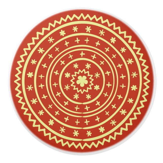 Whimsical Colourful Hand Drawn Design Ceramic Pull (Front)