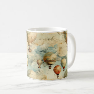 Whimsical Colourful Hot Air Balloon Map Coffee Mug