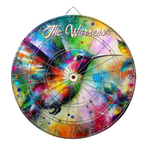 Whimsical Colourful Hummingbird Bird Personalized Dartboard