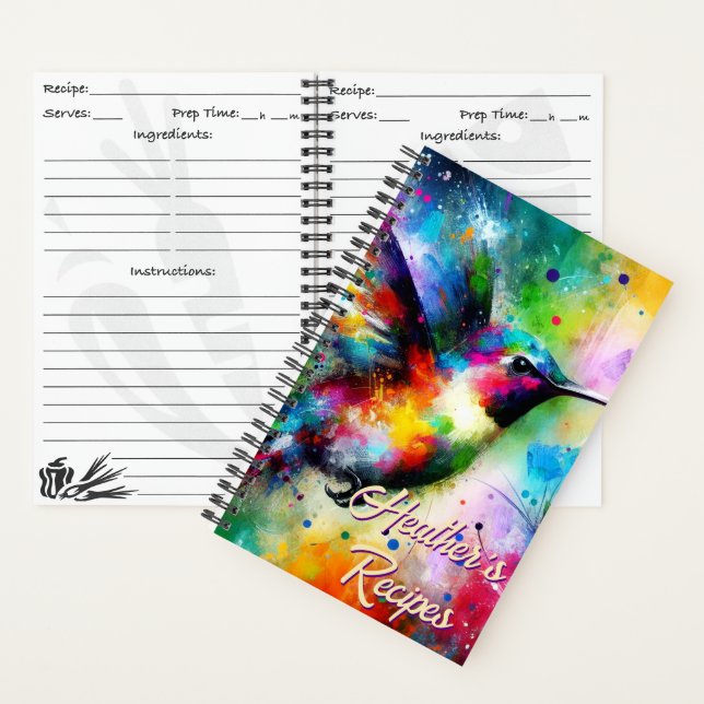 Whimsical Colourful Hummingbird Bird Personalized Notebook (Inside)