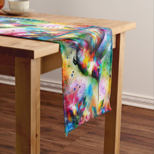 Whimsical Colourful Hummingbird Bird Personalized Short Table Runner