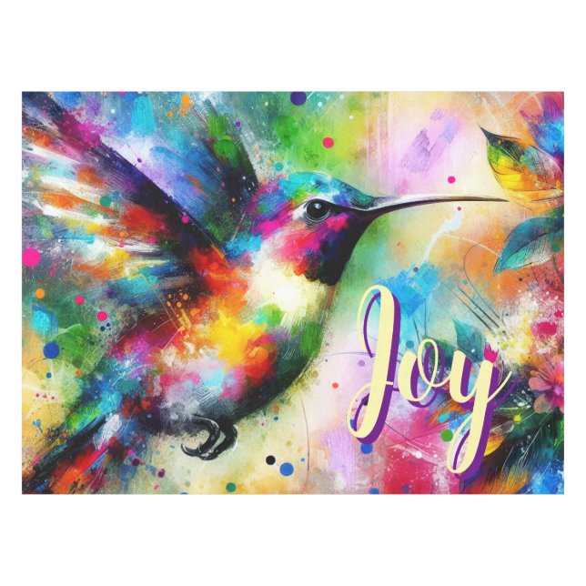 Whimsical Colourful Hummingbird Bird Personalized Tablecloth (Front (Horizontal))