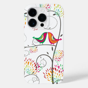 Whimsical Colourful Kissing Summer Birds & Flowers Case-Mate iPhone 14 Pro Case