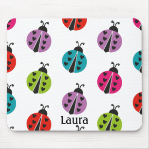 Whimsical Colourful Ladybug Personalized Mouse Pad