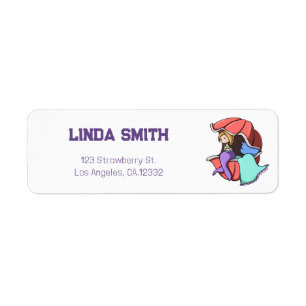 Whimsical Colourful Mermaid in Shell Return Addres