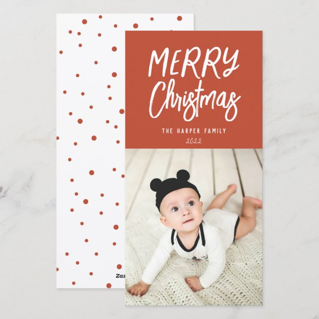Whimsical Colourful Merry Christmas Photo Holiday  (Front/Back)
