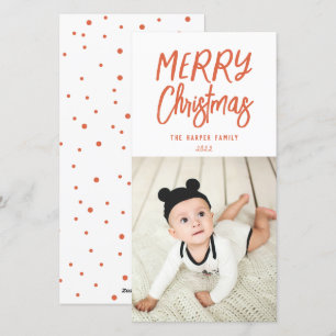 Whimsical Colourful Merry Christmas Photo Holiday Card