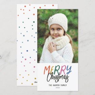 Whimsical Colourful Merry Christmas Photo Holiday Card