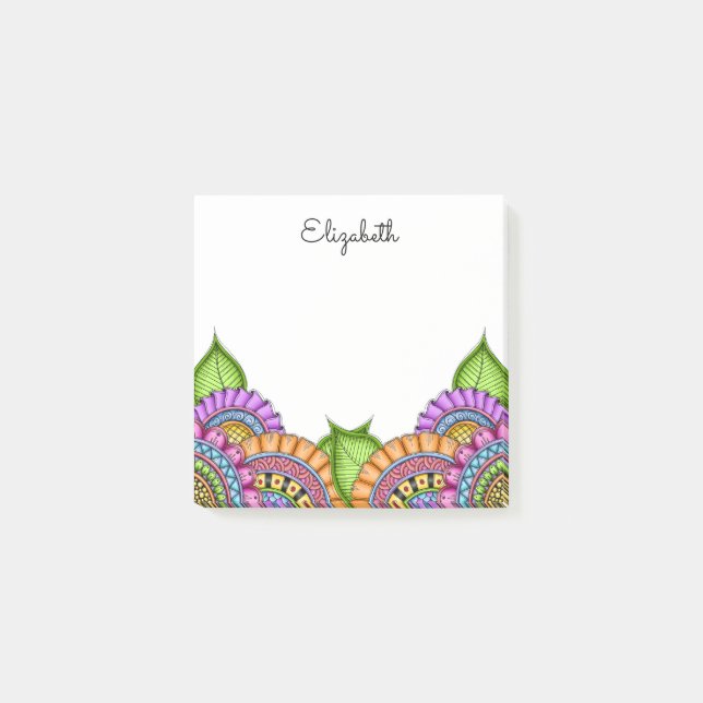 Whimsical Colourful Modern Floral Watercolor Post-it Notes (Front)