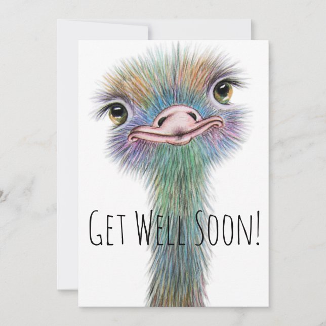 Whimsical Colourful Ostritch Get Well Soon (Front)