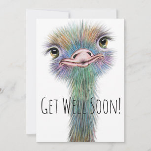 Whimsical Colourful Ostritch Get Well Soon