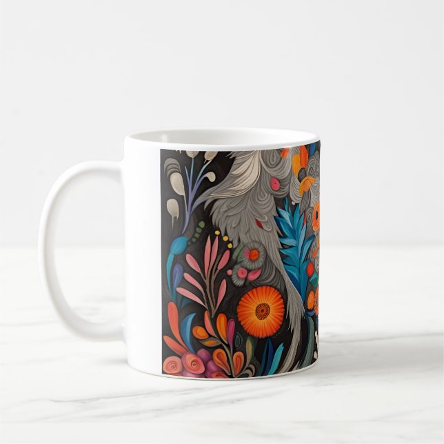Whimsical Colourful Otomi Pattern  Coffee Mug (Left)