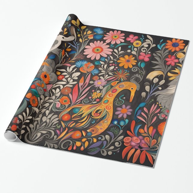 Whimsical Colourful Otomi Pattern  Wrapping Paper (Unrolled)