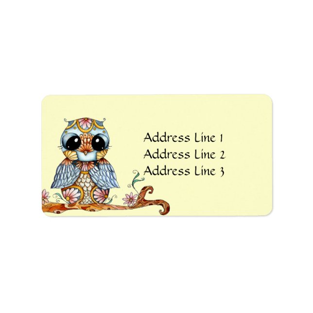 Whimsical Colourful Owl Address Label (Front)