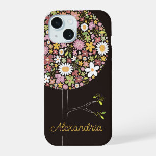 Whimsical Colourful Spring Flowers Pop Tree Nature iPhone 15 Case