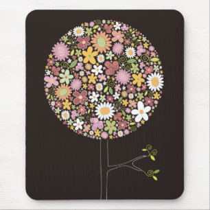 Whimsical Colourful Spring Flowers Pop Tree Nature Mouse Pad