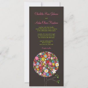 Whimsical Colourful Spring Flowers Pop Tree Weddin Invitation