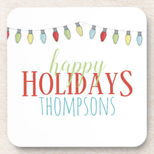 Whimsical Colourful String of Lights Coaster
