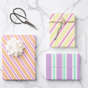 Whimsical Colourful Stripes - Candy Christmas Them Wrapping Paper Sheet