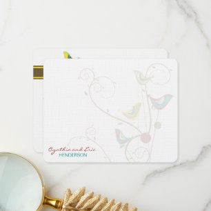 Whimsical Colourful Summer Birds & Swirls Wedding Thank You Card