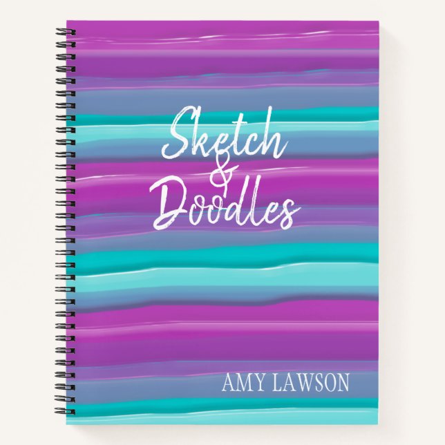 Whimsical Colourful Watercolor Personalized  Notebook (Front)