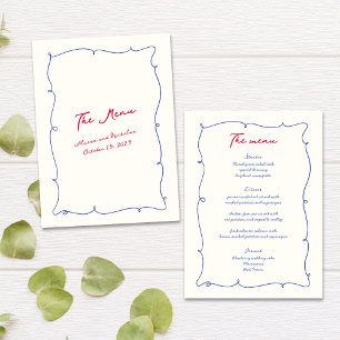 Whimsical Colourful Wavy Border & Script Wedding Menu