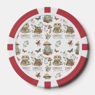 Whimsical "Compost Your Expectations" Frog & Cat P Poker Chips