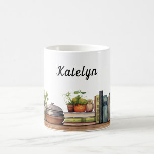 Whimsical Cookbook Shelf Personalized Coffee Mug