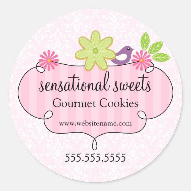 Whimsical Cookie Bakery Packaging Classic Round Sticker (Front)