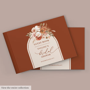 Whimsical copper pampas boho bridal guest book