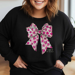 Whimsical Coquette Bow Heart Hot Pink Sweatshirt