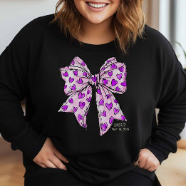 Whimsical Coquette Bow Heart Purple and Lavender Sweatshirt