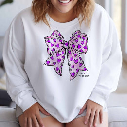 Whimsical Coquette Bow Heart Purple and Lavender Sweatshirt