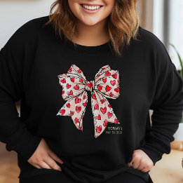 Whimsical Coquette Bow Heart Red and White Sweatshirt