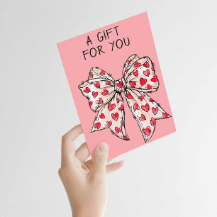 Whimsical Coquette Bow Heart Red Any Occasion Card