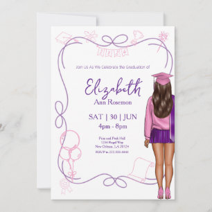Whimsical Coquette Girl Graduation Party Invitation