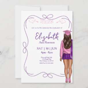 Whimsical Coquette Girl Graduation Party Invitation