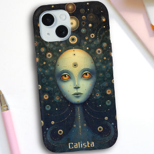 Whimsical Cosmic Alien Personalized Art  iPhone 15 Case