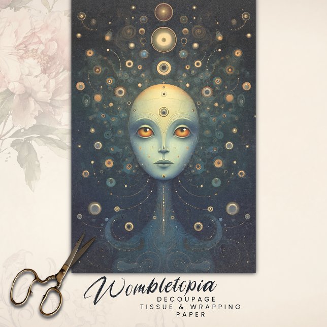 Whimsical Cosmic Gold Goddess Fantasy Decoupage Tissue Paper (Creator Uploaded)