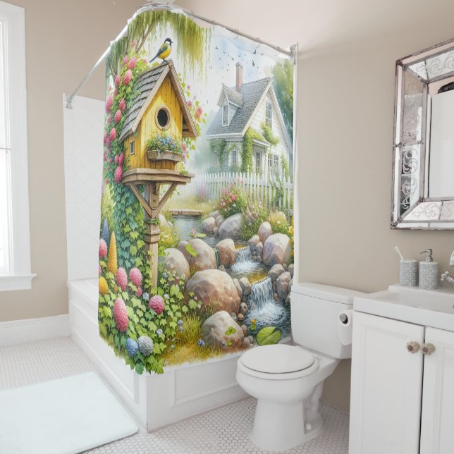 Whimsical Cottage Garden Birdhouse Stream (In Situ)
