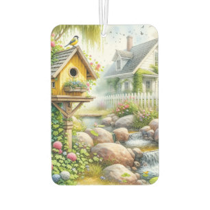 Whimsical Cottage Garden Birdhouse Stream Air Freshener