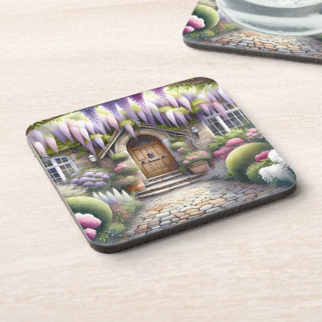 Whimsical Cottage Garden Pathway Coaster (Left Side)