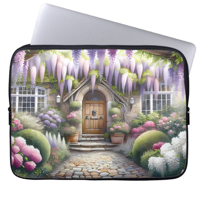 Whimsical Cottage Garden Pathway Laptop Sleeve (Front)