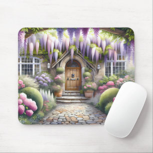 Whimsical Cottage Garden Pathway Mouse Pad