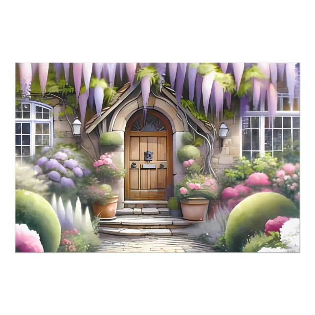 Whimsical Cottage Garden Pathway Photo Print (Front)