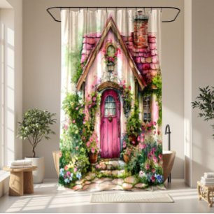 Whimsical Cottage Garden Pink House  