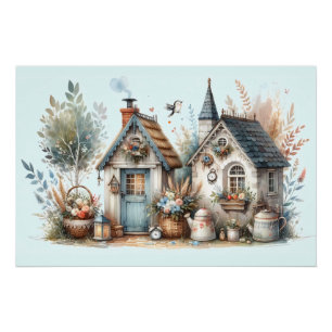 Whimsical Cottage Garden Poster