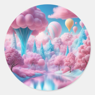 Whimsical cotton candy  classic round sticker