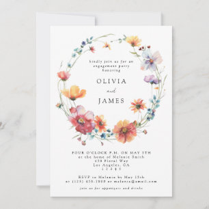 Whimsical Country Wildflower Engagement Party Invitation