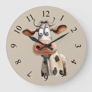 Whimsical cow large clock